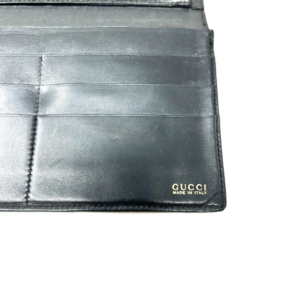 GUCCI horsebit black leather trifold vintage wallet, made in Italy